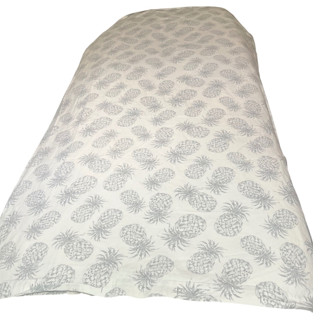 Tommy Bahama Home Pineapple Shower Curtain Gray White Tropical Cotton 70x66.5